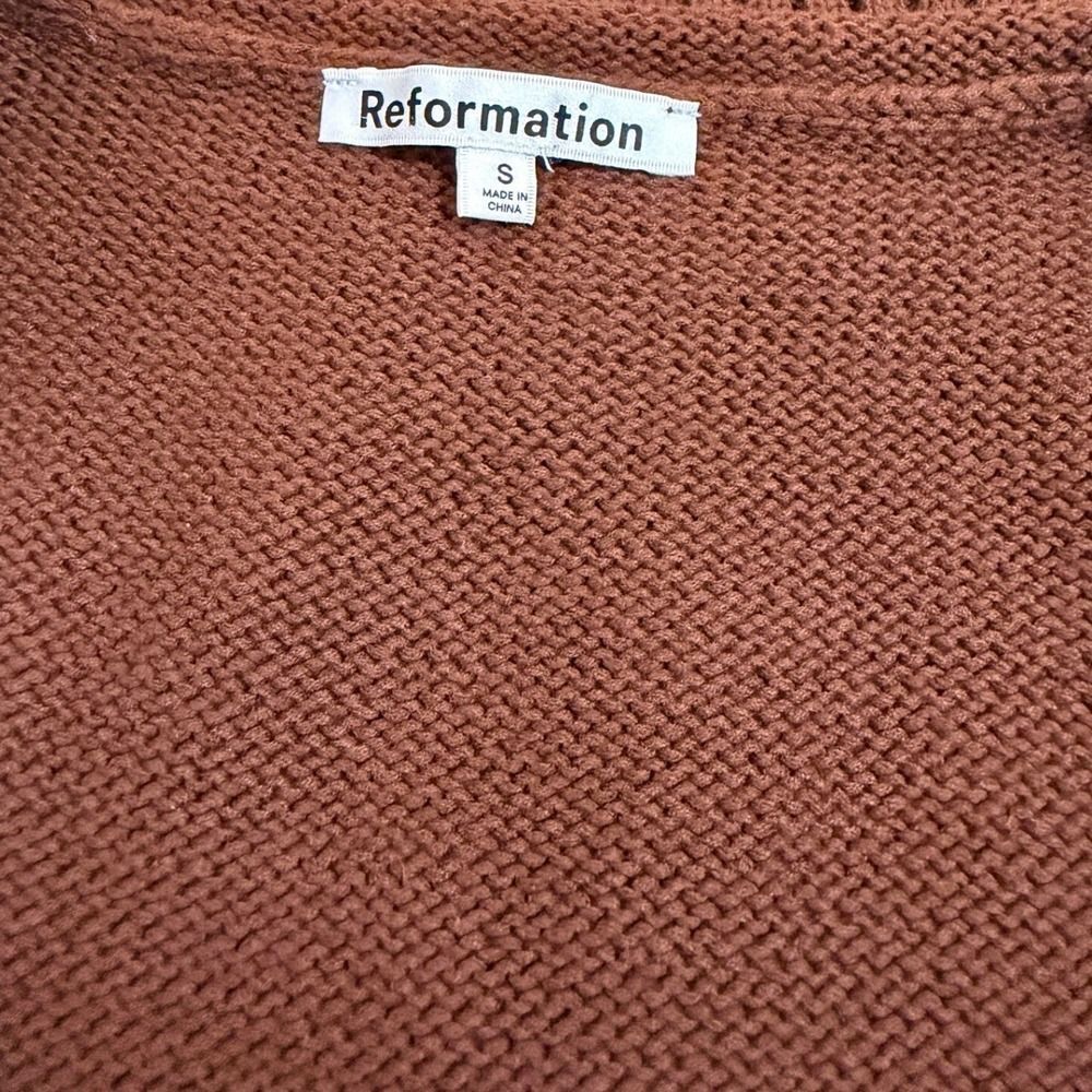 Reformation Women's Knit Cropped Top Brown Scoop Neck Organic Cotton Size Small - Picture 5 of 6